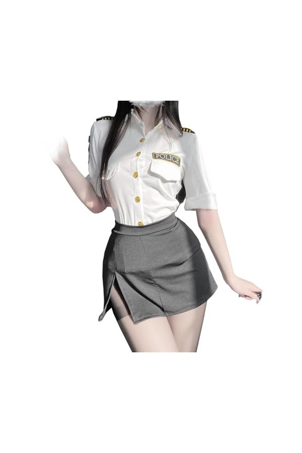 SNOMYRS Costume de flic sexy pour femme - Costume de police - Costume dHalloween - Grande taille