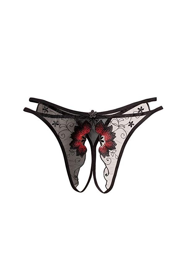 URIBAKY Dame String De Massage en Maille De Perles en Ouverte Dentelle Lingerie Sexy String Transparent en Dentelle String Te