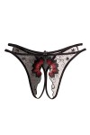 URIBAKY Dame String De Massage en Maille De Perles en Ouverte Dentelle Lingerie Sexy String Transparent en Dentelle String Te