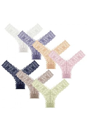 HMLOPX Daily Wear String en Dentelle Sexy for Femme Taille Basse T-Back sous-vêtement Voir à Travers Bikini Culotte Lot de 7 