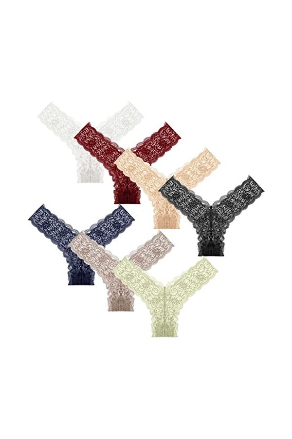 HMLOPX Daily Wear String en Dentelle Sexy for Femme Taille Basse T-Back sous-vêtement Voir à Travers Bikini Culotte Lot de 7 