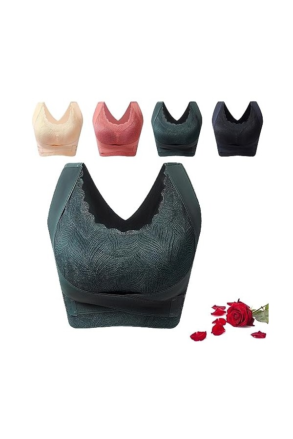 PUROXX Kendally Corset Bra Front Cross Side Buckle Lace Bras, Kendally Bras pour Femmes, Kendally Bras pour Femmes Plus âgées