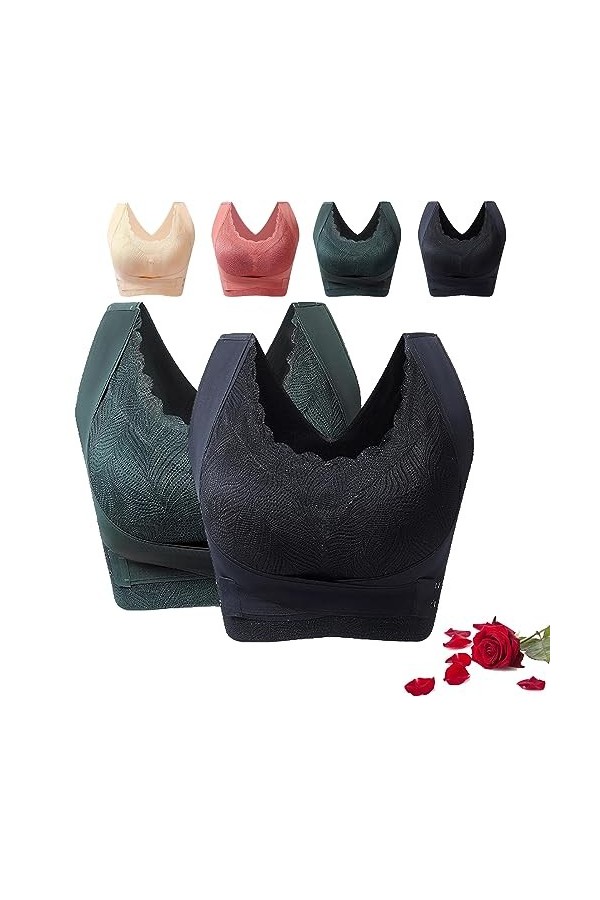 PUROXX Kendally Corset Bra Front Cross Side Buckle Lace Bras, Kendally Bras pour Femmes, Kendally Bras pour Femmes Plus âgées