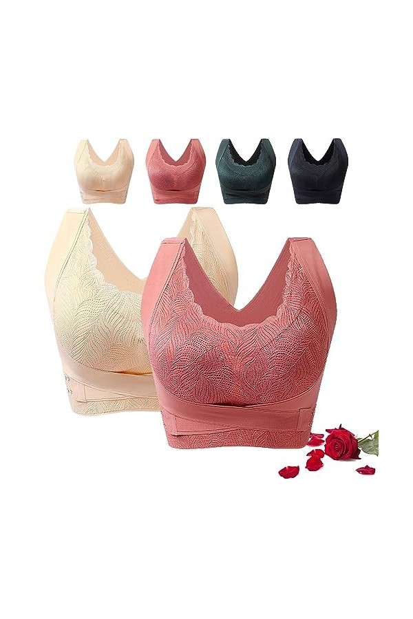 PUROXX Kendally Corset Bra Front Cross Side Buckle Lace Bras, Kendally Bras pour Femmes, Kendally Bras pour Femmes Plus âgées