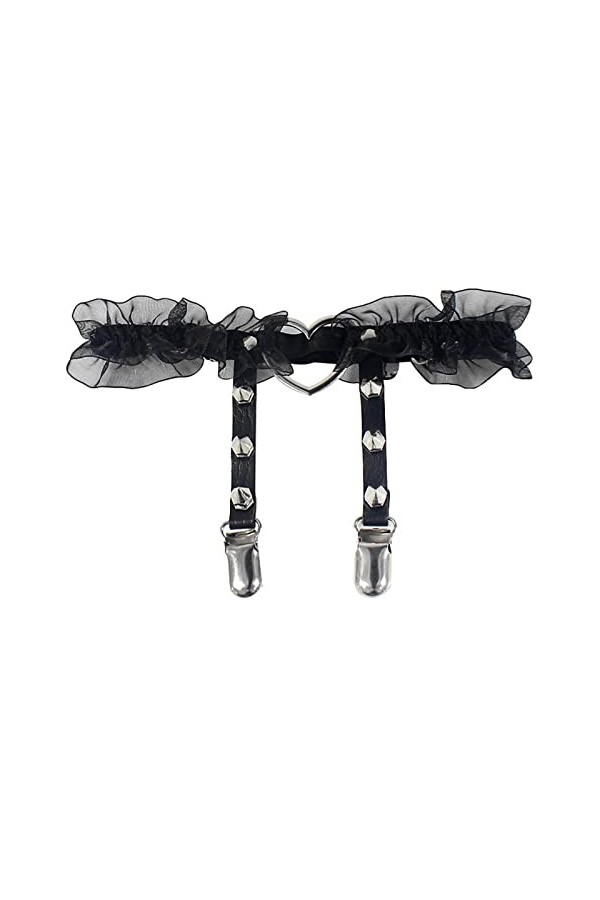 TRENIS 1PC Sexy pêche coeur jarretière femmes fille Punk gothique élastique dentelle jambe anneau noir blanc rouge réglable b