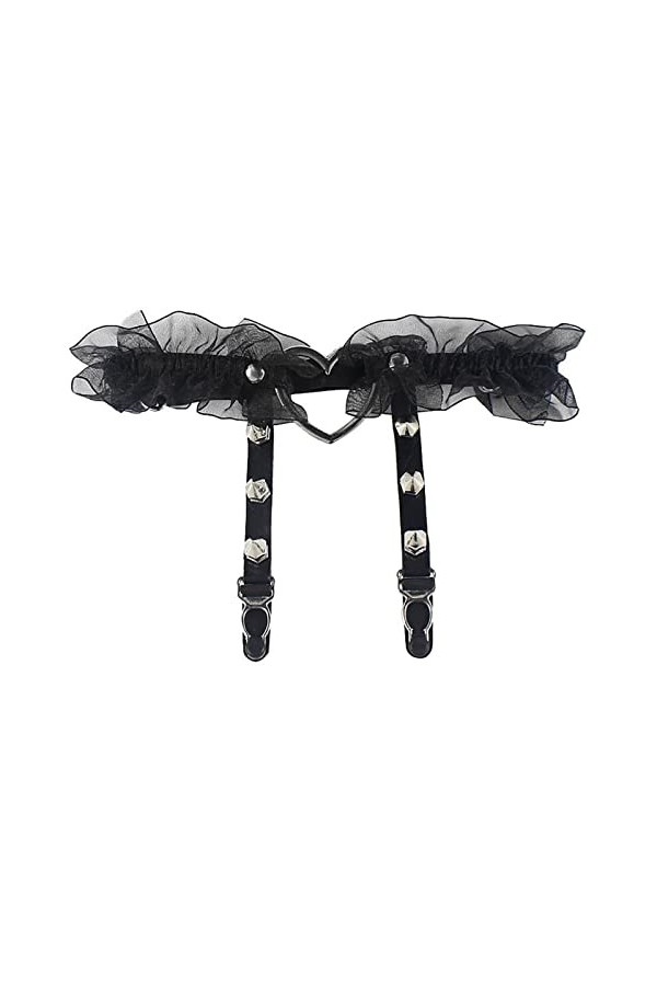 TRENIS 1PC Sexy pêche coeur jarretière femmes fille Punk gothique élastique dentelle jambe anneau noir blanc rouge réglable b