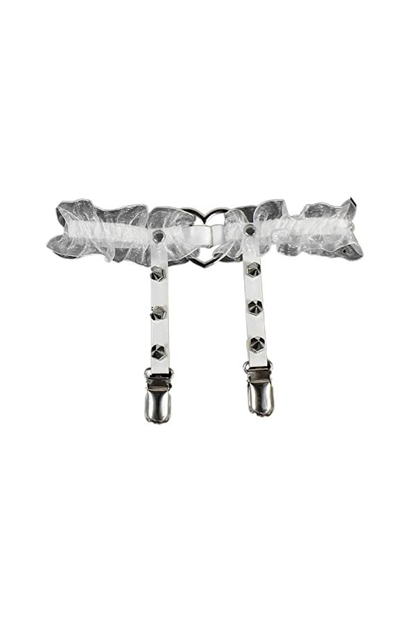 TRENIS 1PC Sexy pêche coeur jarretière femmes fille Punk gothique élastique dentelle jambe anneau noir blanc rouge réglable b