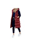 Gefomuofe Gilet long matelassé pour femme - Veste matelassée dhiver - Veste de transition - Couleur unie - Fermeture éclair 