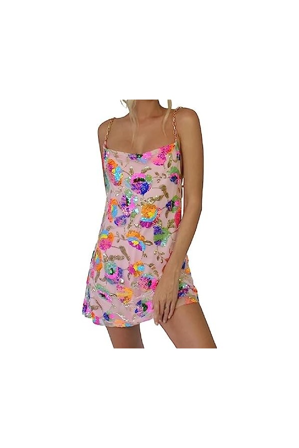 NRVTRE Femmes Sexy Fête Mini Robe Col Carré Bretelles Spaghetti Clubwear Fête Robe À Clubwear