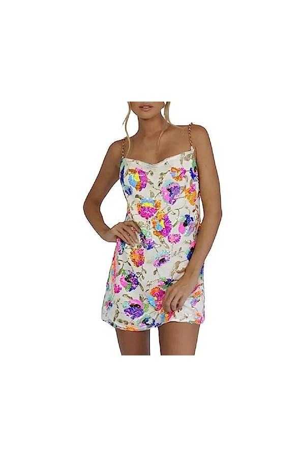 NRVTRE Femmes Sexy Fête Mini Robe Col Carré Bretelles Spaghetti Clubwear Fête Robe À Clubwear