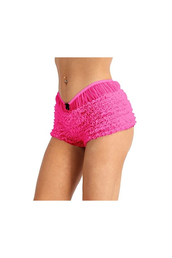 Ensemble Sexy Femme Érotique Culotte en Dentelle À Volants avec Nœud, sous-Vêtement Érotique, Rouge, Taille Unique