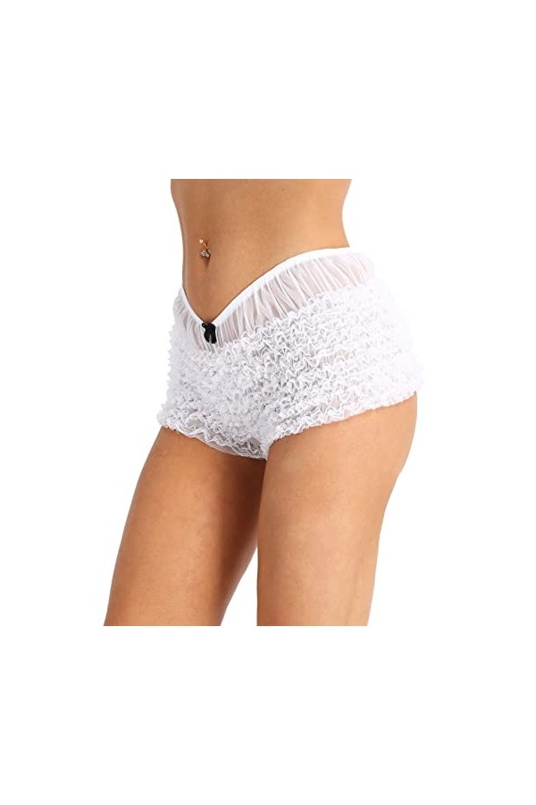 Ensemble Sexy Femme Érotique Culotte en Dentelle À Volants avec Nœud, sous-Vêtement Érotique, Rouge, Taille Unique