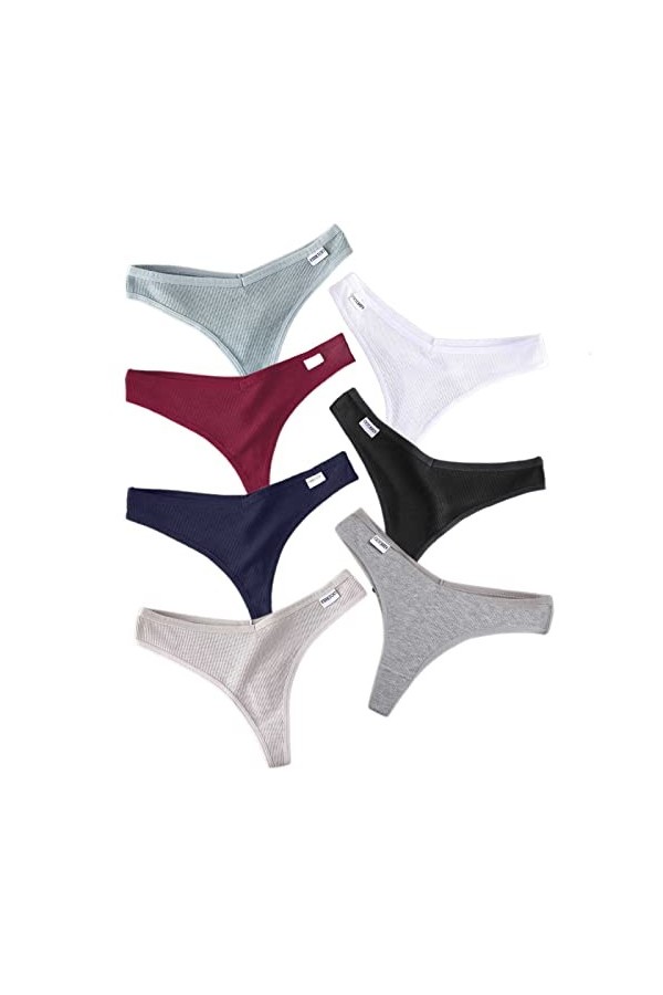 Daily Wear String en Coton Taille Basse for Femme Culotte Extensible Respirante sous-vêtement Sexy Lot de 6/7 Color : Combin