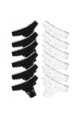 Daily Wear Lot de 12 Tongs for Femme sous-vêtements en Dentelle de Coton Respirant Stretch Sexy String Culotte Color : Combo