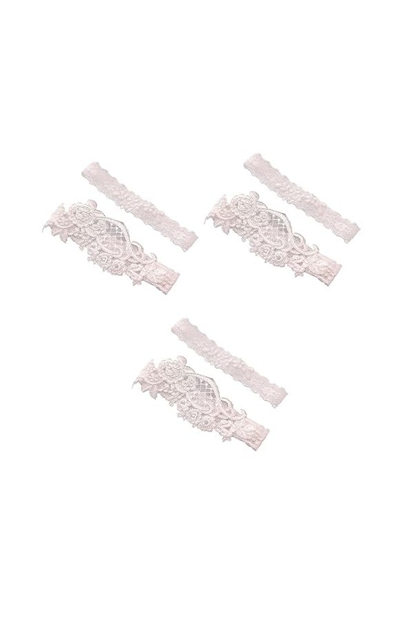 Gadpiparty 3 Paires Jarretières De Mariage Jarretière De Mariée Jarretières pour La Mariée Blanc Floral Jarretière De Mariage