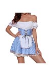 XIUH Femmes 2PC Costume 1PC Robe + 1PC Tablier Oktoberfest Fat Peoples Traditional Folk Style Beer Dress Robe Courte Noire S