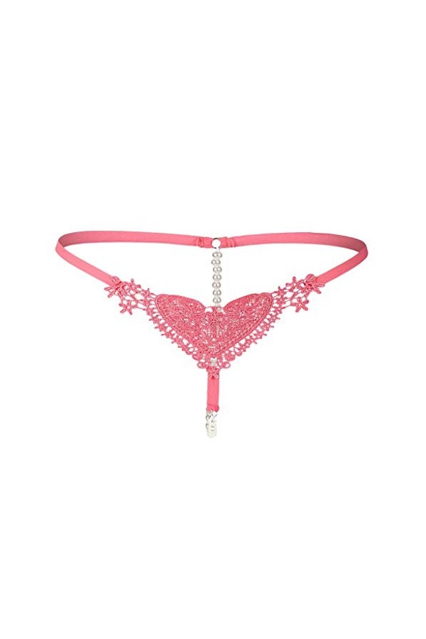 Femmes Creusées Dentelle Culottes String Perles Massage Slip Cadeau pour, Noir, comme décrit