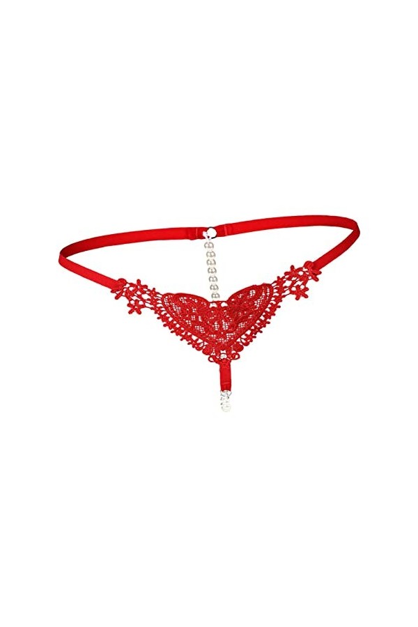 Femmes Creusées Dentelle Culottes String Perles Massage Slip Cadeau pour, Noir, comme décrit