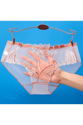 Bywenzai Culotte sous-Vêtements Transparents pour Femmes Dentelle Maille Culottes Lingerie Érotique Évider Fille Slips Fil Ne