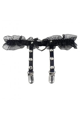 1PC Sexy pêche coeur jarretière femmes fille Punk gothique élastique dentelle jambe anneau noir blanc rouge réglable barre fê