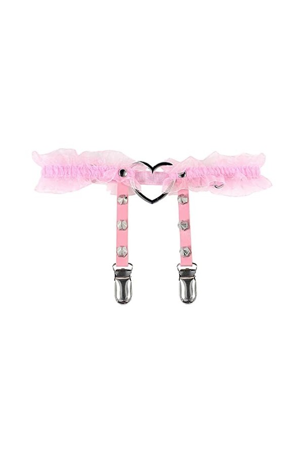 1PC Sexy pêche coeur jarretière femmes fille Punk gothique élastique dentelle jambe anneau noir blanc rouge réglable barre fê