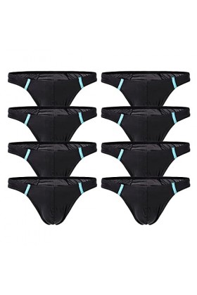 UOWEG sous-vêtements Pantalons 8PCMen Silk Ice Thong sous-vêtements Mode T Sexy Tenue Sexy Ouverte Coquine Latex Grey, M 