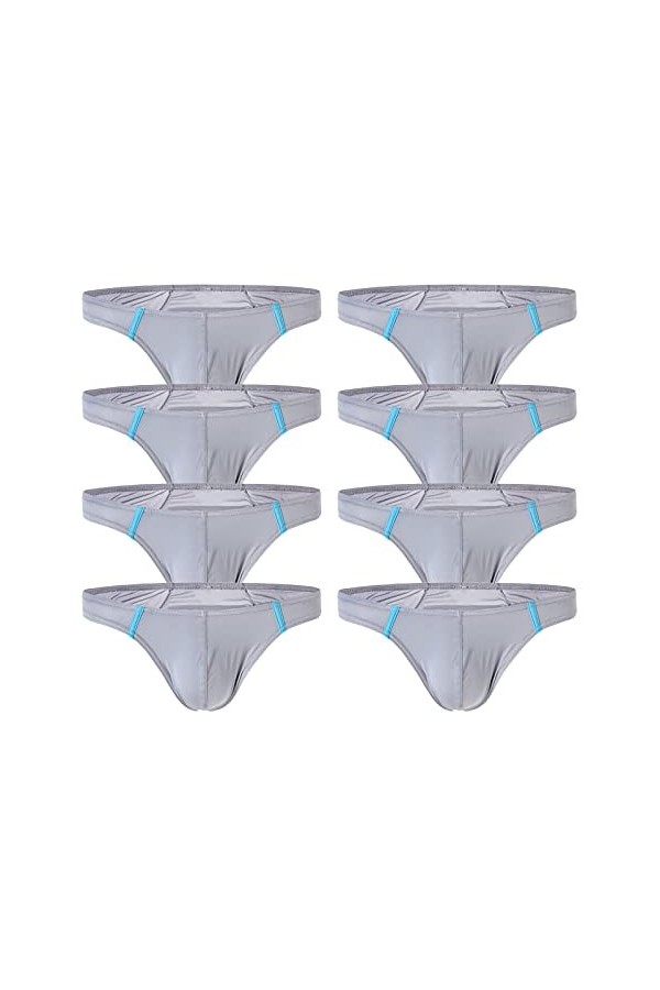UOWEG sous-vêtements Pantalons 8PCMen Silk Ice Thong sous-vêtements Mode T Sexy Tenue Sexy Ouverte Coquine Latex Grey, M 