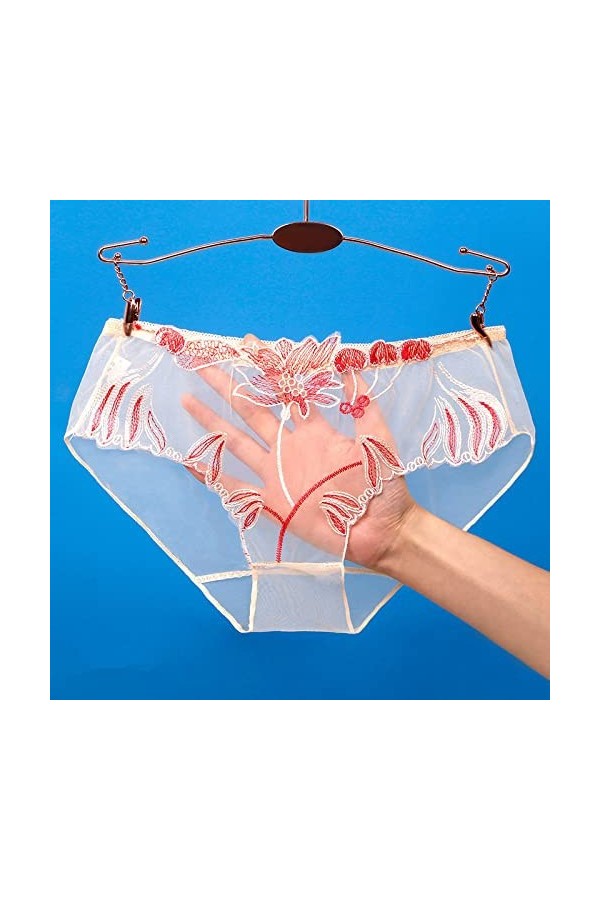 Bywenzai Culotte sous-Vêtements Transparents pour Femmes Dentelle Maille Culottes Lingerie Érotique Évider Fille Slips Fil Ne