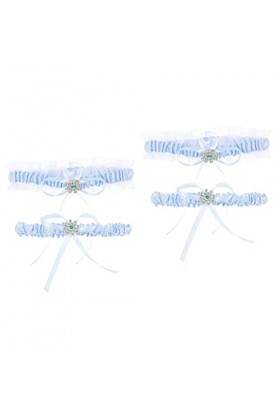 HONMEET 2 Ensembles Jarretière en Dentelle De Mariée Femmes Jarretières Accessoire De Mariée Arc Jarretière Accessoire De Cos