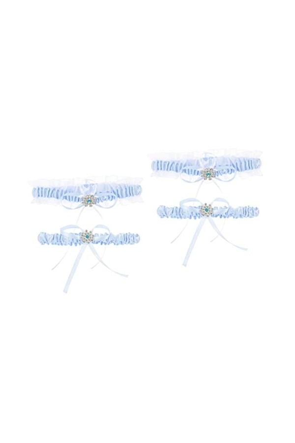 HONMEET 2 Ensembles Jarretière en Dentelle De Mariée Femmes Jarretières Accessoire De Mariée Arc Jarretière Accessoire De Cos