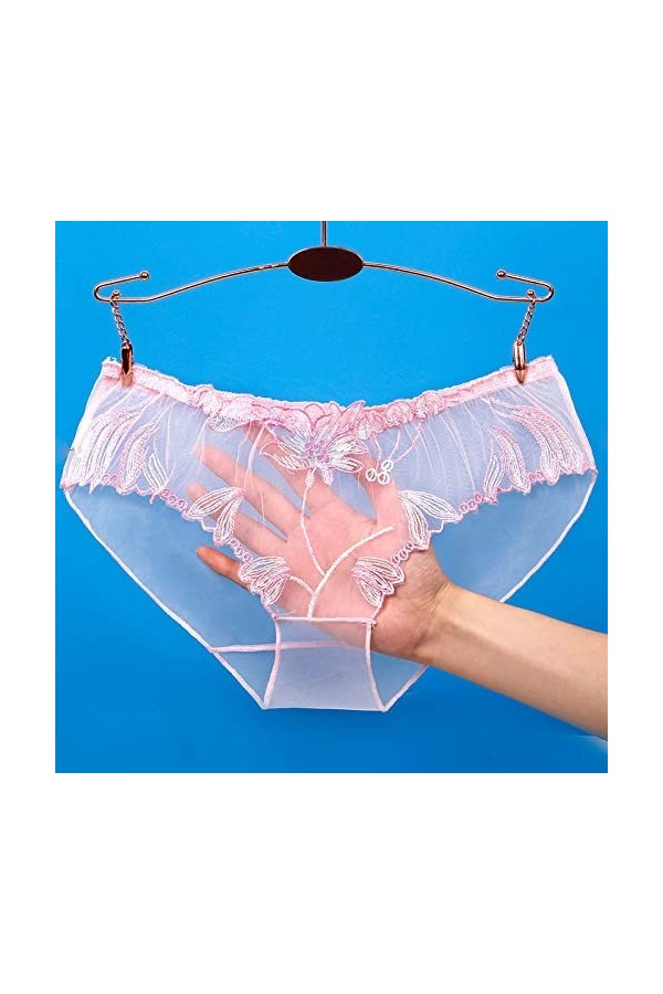 Bywenzai Culotte sous-Vêtements Transparents pour Femmes Dentelle Maille Culottes Lingerie Érotique Évider Fille Slips Fil Ne