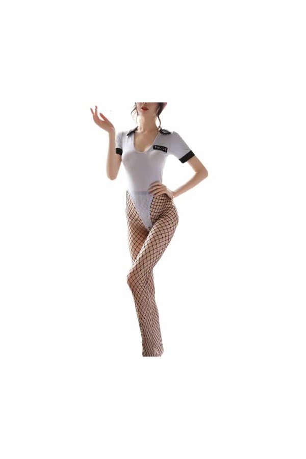 LureZone Collants sexy pour femme - Cosplay - Anime mignon - Kawaii - Lingerie sexy une pièce, 6827 noir, taille unique