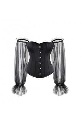 CHOUBAGUAI Corset sexy pour femme en dentelle/maille - Corset avec baleines en satin sous la poitrine - Corset sous la poitri