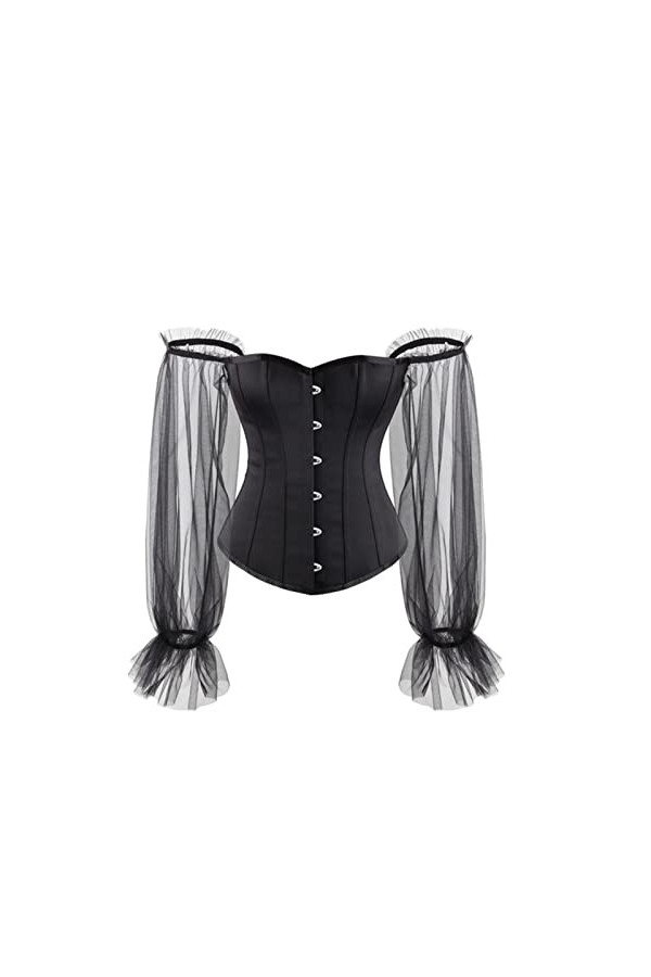 CHOUBAGUAI Corset sexy pour femme en dentelle/maille - Corset avec baleines en satin sous la poitrine - Corset sous la poitri