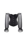 CHOUBAGUAI Corset sexy pour femme en dentelle/maille - Corset avec baleines en satin sous la poitrine - Corset sous la poitri