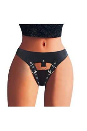 Dasongff String Femme Sexy Chic en Simili Cuir Slips Coquine Hot Ouverte Culotte Femme Sexy Chic Culotte Sexy Femme Érotique 