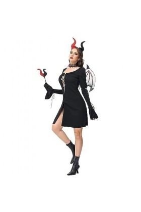 Robe gothique de sorcière pour femme - Costume dHalloween - Sexy - Épaules dénudées - Noir - Taille M
