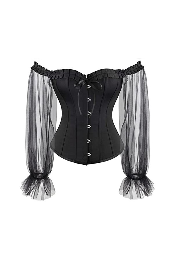 CHOUBAGUAI Corset sexy pour femme en dentelle/maille - Corset avec bretelles en satin - Corset sous la poitrine - Dentelle no