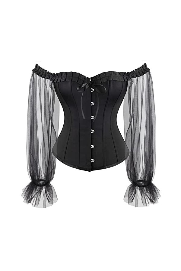 CHOUBAGUAI Corset sexy pour femme en dentelle/maille - Corset avec bretelles en satin - Corset sous la poitrine - Dentelle no