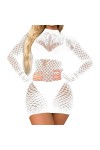 WEITING Robe sexy en résille pour femme - Lingerie sexy en maille filet - Sous-vêtements pour femme - Robe de corps - Mini ro