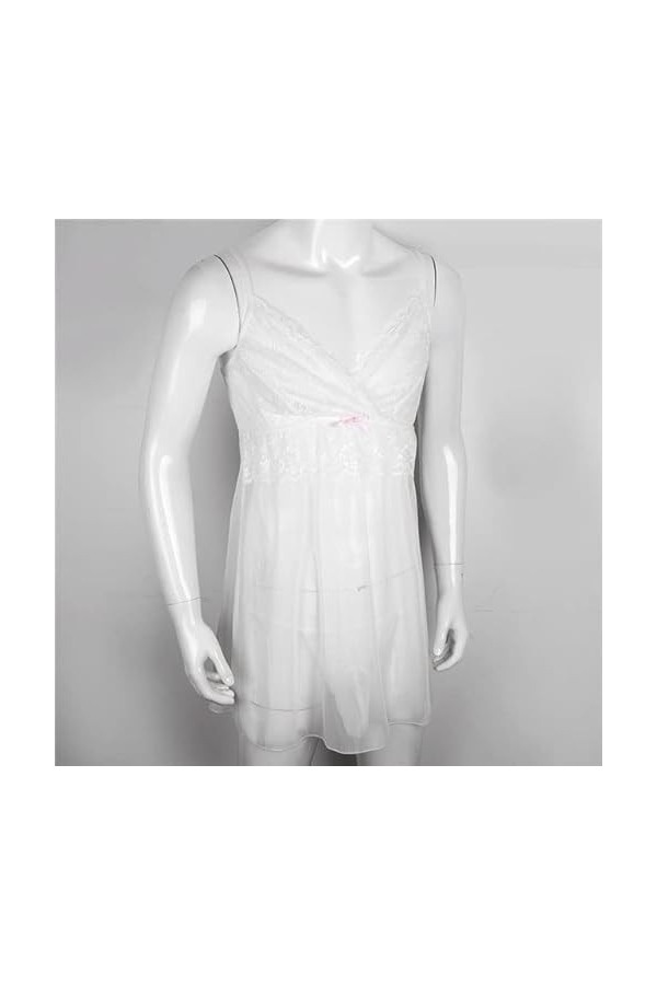 NJUDE Lingerie sexy pour homme en maille transparente avec poche en dentelle florale