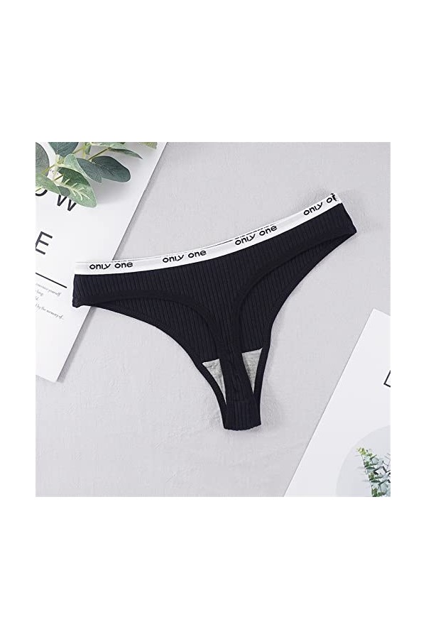 MULANY Femme Slips S-4xl Taille Plus Taille Coton String Sexy Women Culotte File canty samis Text gm-String Couleurs Solide B