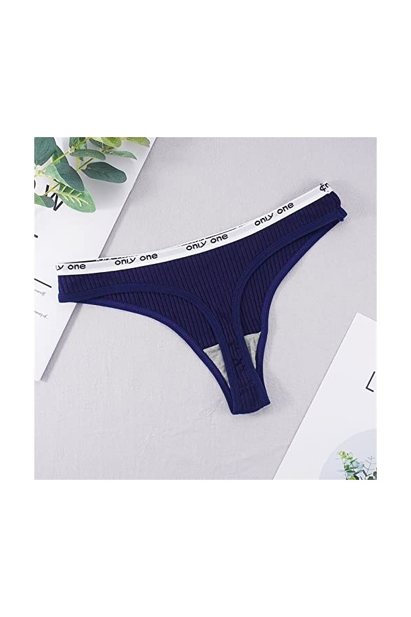 MULANY Femme Slips S-4xl Taille Plus Taille Coton String Sexy Women Culotte File canty samis Text gm-String Couleurs Solide B