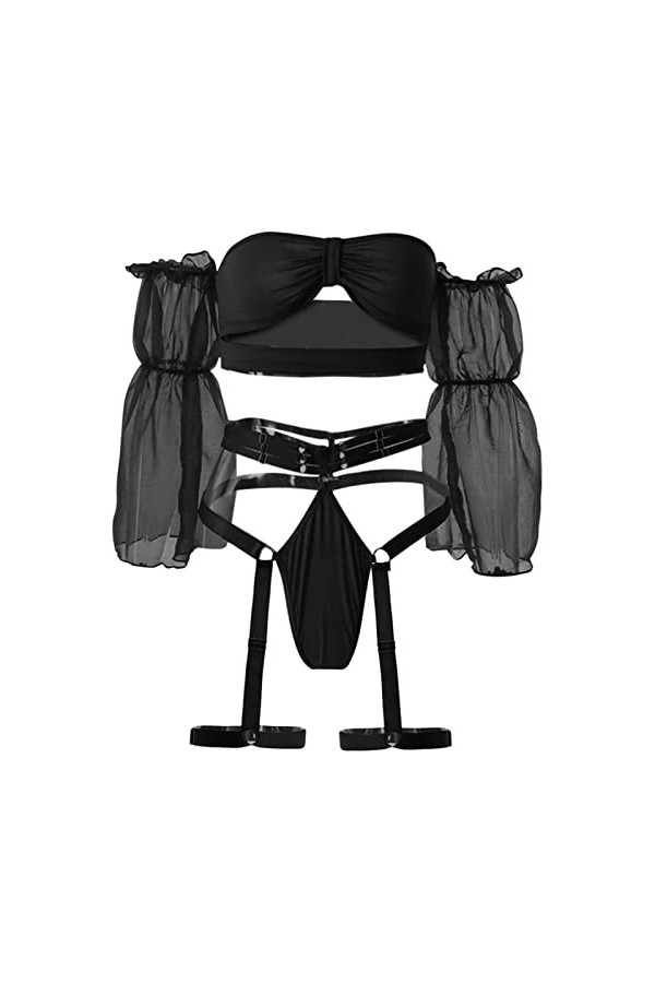 Lingerie Dentelle Noire Un mot sur lépaule enveloppé poitrine fuite deux épaules clavicule cinq points dentelle manches bret