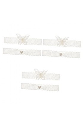 HONMEET 6 Pièces Anneau De Jarretière Mariée Dentelle Jarretière Bandes De Cuisse En Dentelle Jarretière Femme Bande De Jambe