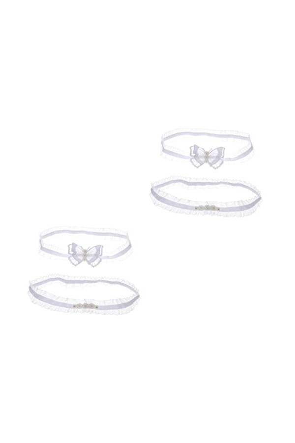 HONMEET 6 Pièces Anneau De Jarretière Mariée Dentelle Jarretière Bandes De Cuisse En Dentelle Jarretière Femme Bande De Jambe