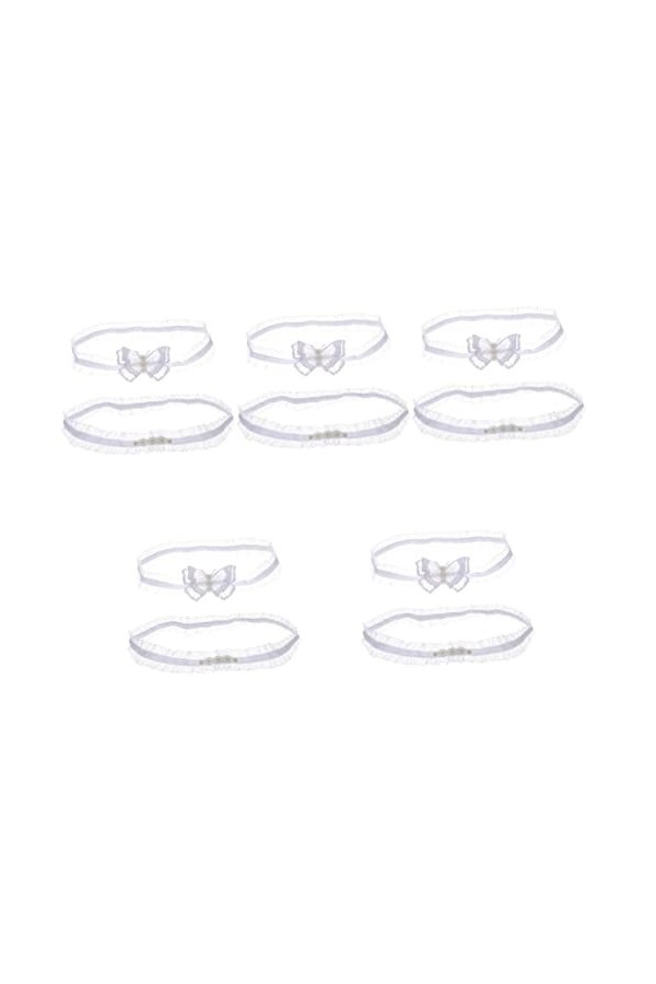 HONMEET 6 Pièces Anneau De Jarretière Mariée Dentelle Jarretière Bandes De Cuisse En Dentelle Jarretière Femme Bande De Jambe