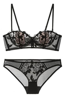 BUNAL Femmes Faire Monter Broderie Ensemble de Soutiens-Gorge Super Sexy Dentelle Lingerie Soutien-Gorge Et Culotte 2 Pièces 