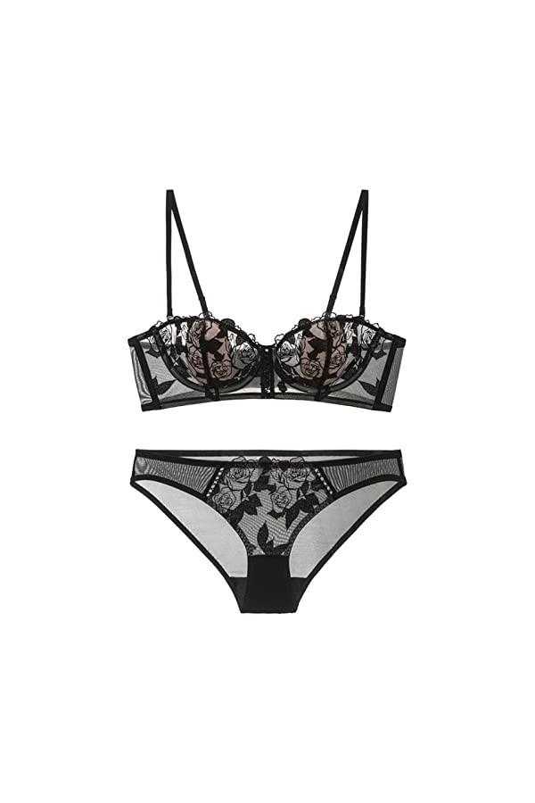 BUNAL Femmes Faire Monter Broderie Ensemble de Soutiens-Gorge Super Sexy Dentelle Lingerie Soutien-Gorge Et Culotte 2 Pièces 