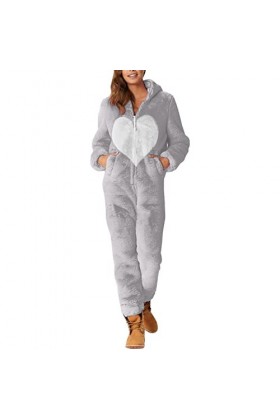 Combinaison de Saint-Valentin pour femme en polaire - Combinaison complète - Pour la maison - Combinaison moelleuse - Pyjama 
